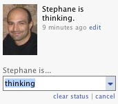 Facebook, standard interface, with non editable “is”.