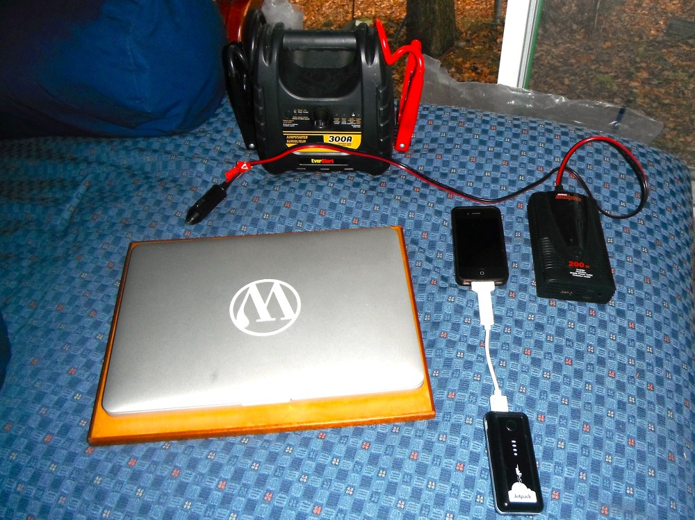 That should last a while, and when it doesn't, I still have car as a giant generator. I could also just go home, since this is at the cabin. :)